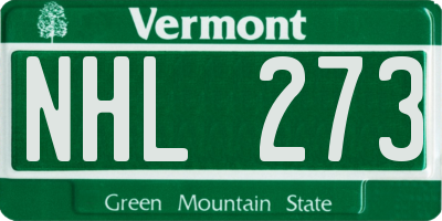 VT license plate NHL273