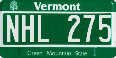 VT license plate NHL275