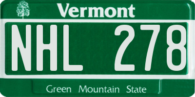 VT license plate NHL278