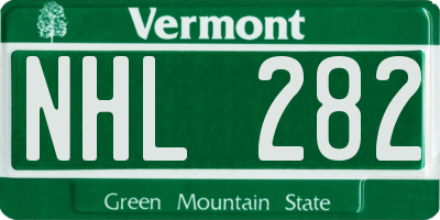 VT license plate NHL282