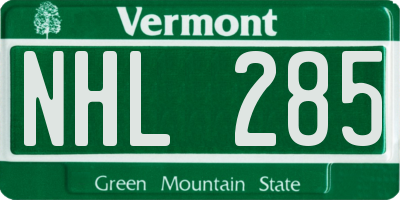 VT license plate NHL285