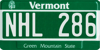 VT license plate NHL286