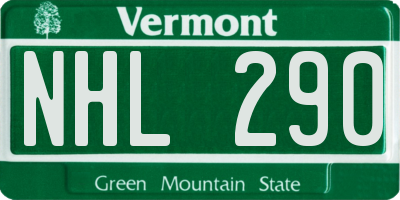 VT license plate NHL290