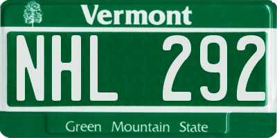 VT license plate NHL292