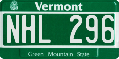 VT license plate NHL296