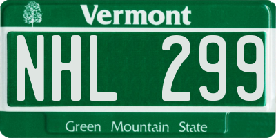 VT license plate NHL299