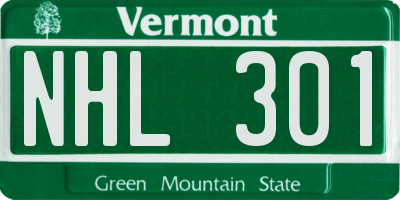 VT license plate NHL301
