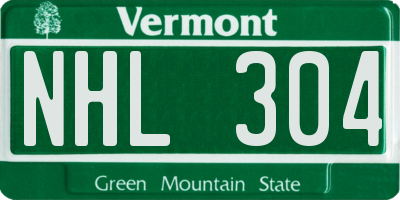 VT license plate NHL304