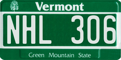 VT license plate NHL306