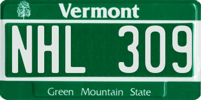 VT license plate NHL309