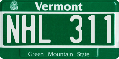 VT license plate NHL311