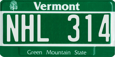 VT license plate NHL314