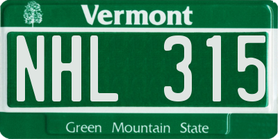 VT license plate NHL315