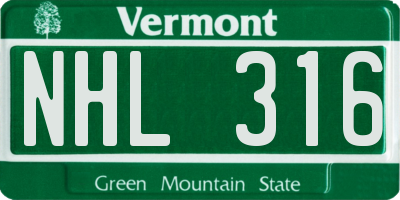 VT license plate NHL316
