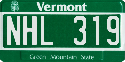 VT license plate NHL319