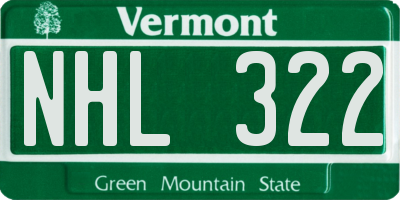 VT license plate NHL322