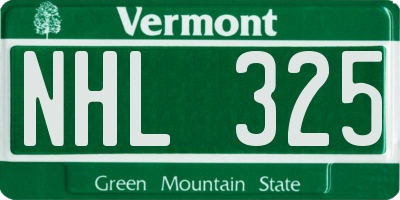 VT license plate NHL325