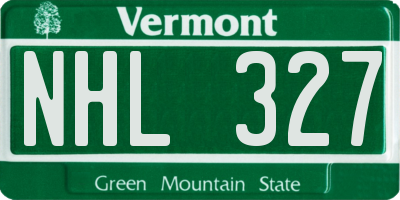 VT license plate NHL327
