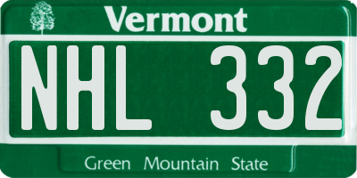 VT license plate NHL332