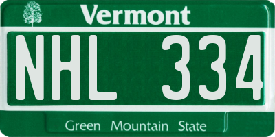 VT license plate NHL334
