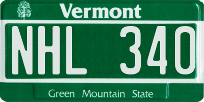 VT license plate NHL340