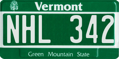 VT license plate NHL342