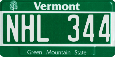 VT license plate NHL344