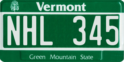 VT license plate NHL345