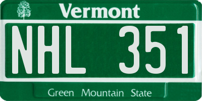 VT license plate NHL351