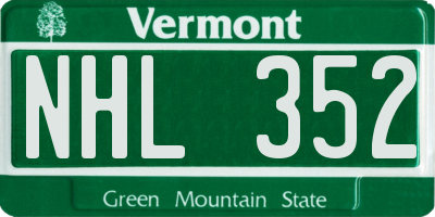 VT license plate NHL352