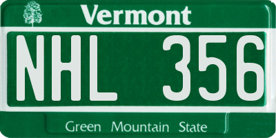 VT license plate NHL356