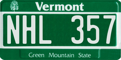 VT license plate NHL357