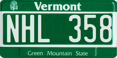 VT license plate NHL358