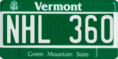 VT license plate NHL360