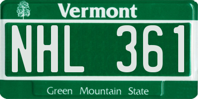 VT license plate NHL361
