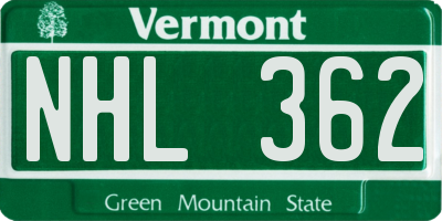 VT license plate NHL362