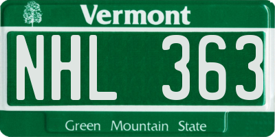 VT license plate NHL363