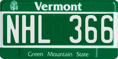VT license plate NHL366
