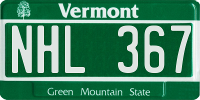VT license plate NHL367