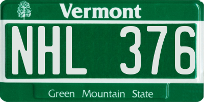 VT license plate NHL376