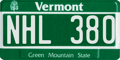 VT license plate NHL380