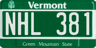 VT license plate NHL381