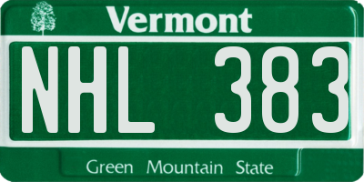 VT license plate NHL383