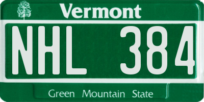 VT license plate NHL384