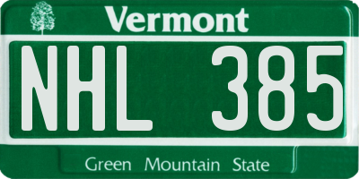 VT license plate NHL385