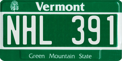 VT license plate NHL391