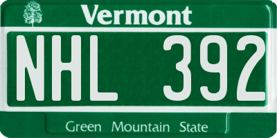 VT license plate NHL392