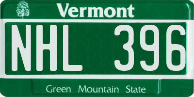 VT license plate NHL396