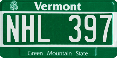 VT license plate NHL397