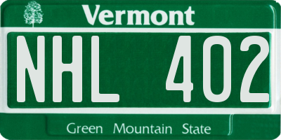 VT license plate NHL402